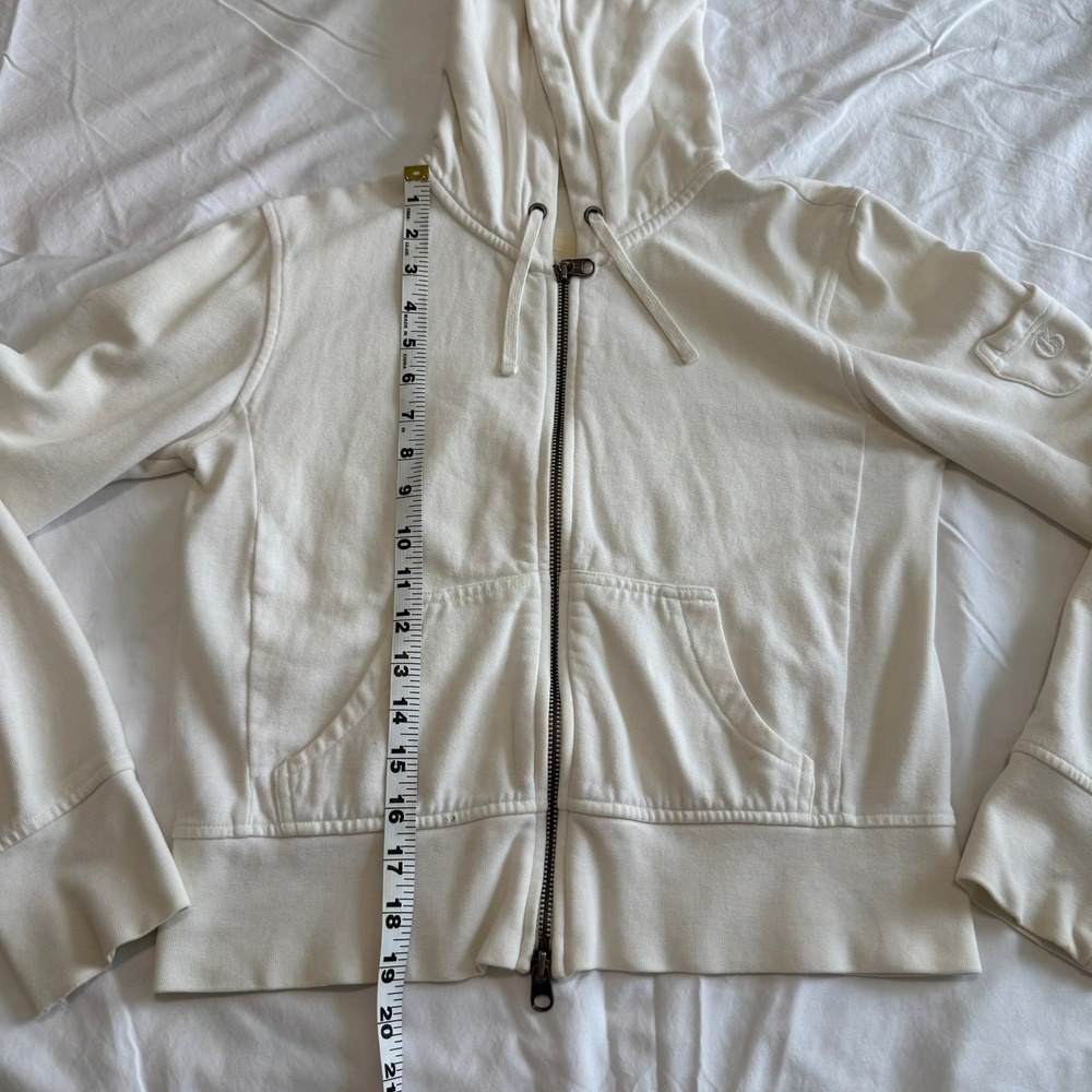 Gap Vintage Y2K Off White Full Zip Hoodie Womens Cream Sweatshirt Sleeve Pocket - Picture 3 of 11